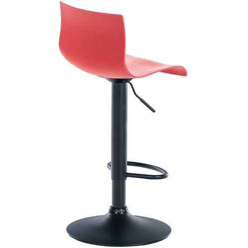 Tabouret De Bar Avec Repose-pieds Pivotant Dossier Incurvé En Plastique Rouge Et Métal Noir 10_000