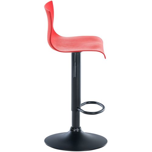 Tabouret De Bar Avec Repose-pieds Pivotant Dossier Incurvé En Plastique Rouge Et Métal Noir 10_000