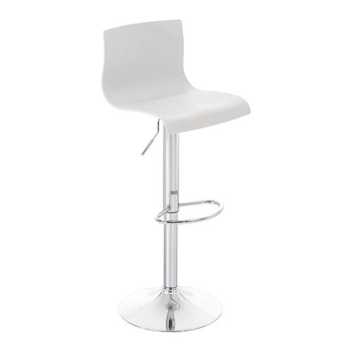 Tabouret De Bar Avec Repose-pieds Pivotant Dossier Incurvé En Plastique Blanc Et Métal Chromé 10_0
