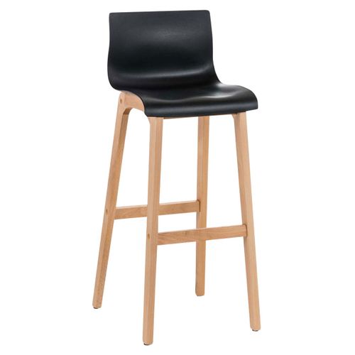 Tabouret De Bar Design Scandinave X1 Structure De 4 Pieds En Bois Assise En Plastique Noir 10_0004
