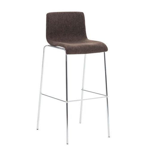 Tabouret De Bar X1 Design Moderne Empilable Assise En Tissu Marron Et 4 Pieds Métal Chromé 10_0004