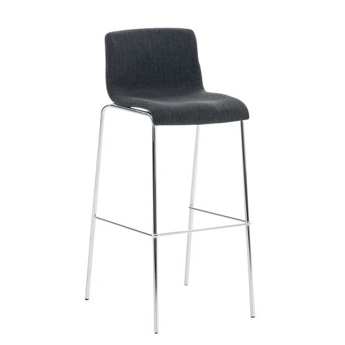 Tabouret De Bar X1 Design Moderne Repose-pied En Tissu Gris Foncé Sur 4 Pieds En Métal 10_0004949