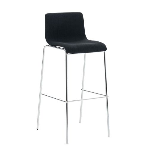 Tabouret De Bar Classique X1 Avec Repose-pieds Et Quatre Pieds Stable En Métal Assise En Tissu Noi