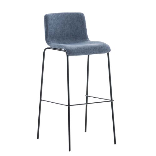 Tabouret De Bar X1 Design Moderne Empilable Assise En Tissu Bleu Et 4 Pieds Métal Noir 10_0004952