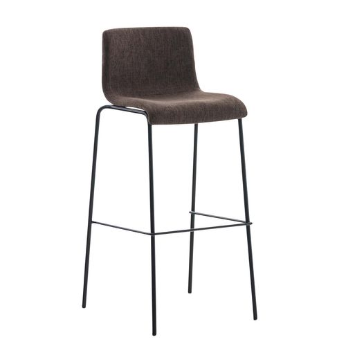 Tabouret De Bar X1 Design Moderne Empilable Assise En Tissu Marron Et 4 Pieds Métal Noir 10_000495