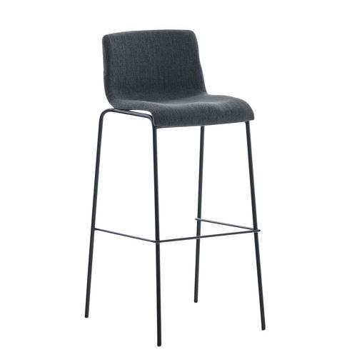 Tabouret De Bar X1 Design Moderne Repose-pied En Tissu Gris Foncé Sur 4 Pieds En Métal Noir 10_000