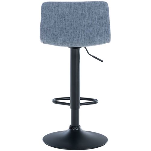 Tabouret De Bar Avec Repose-pieds Pivotant Dossier Incurvé En Tissu Bleu Et Métal Noir 10_0004958