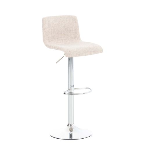 Tabouret De Bar X1 Avec Repose-pieds Pivotant Dossier Incurvé En Tissu Crème Et Métal Chromé 10_00