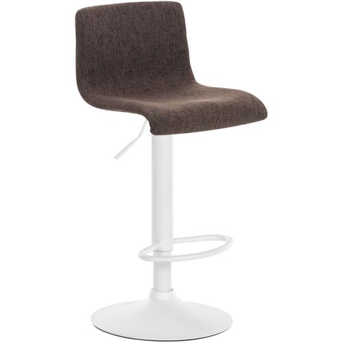 Tabouret De Bar X1 Avec Repose-pieds Pivotant Dossier Incurvé En Tissu Marron Et Métal Blanc 10_00