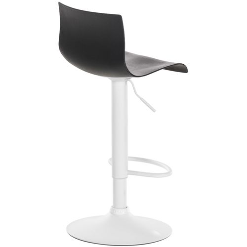 Tabouret De Bar X1 Avec Repose-pieds Pivotant Dossier Incurvé En Plastique Noir Et Métal Blanc 10_