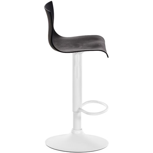 Tabouret De Bar X1 Avec Repose-pieds Pivotant Dossier Incurvé En Plastique Noir Et Métal Blanc 10_