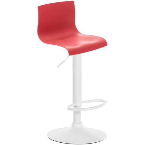 Tabouret De Bar X1 Avec Repose-pieds Pivotant Dossier Incurvé En Plastique Rouge Et Métal Blanc 10