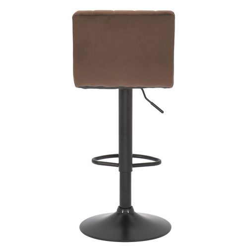 Tabouret De Bar X1 Pivotant Hauteur Réglable Assise Surpiqué En Velours Marron Et Métal Noir 10_00
