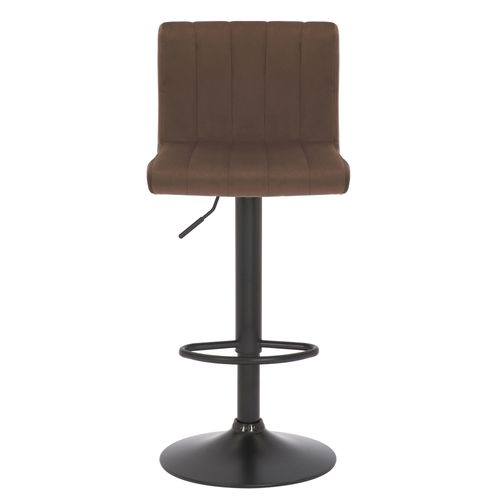 Tabouret De Bar X1 Pivotant Hauteur Réglable Assise Surpiqué En Velours Marron Et Métal Noir 10_00