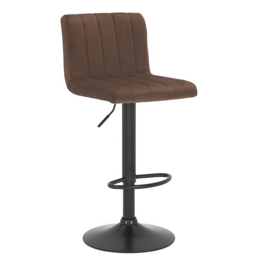 Tabouret De Bar X1 Pivotant Hauteur Réglable Assise Surpiqué En Velours Marron Et Métal Noir 10_00