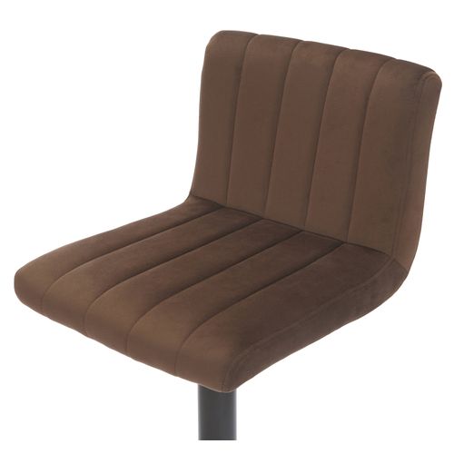 Tabouret De Bar X1 Pivotant Hauteur Réglable Assise Surpiqué En Velours Marron Et Métal Noir 10_00