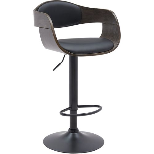 Tabouret De Bar X1 Design Scandinave En Pvc Noir Et Structure En Bois Gris Pieds Métal Noir 10_000
