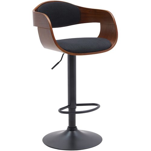 Tabouret De Bar X1 Design Scandinave En Tissu Noir Et Structure En Bois Noyer Pieds Métal Noir 10_