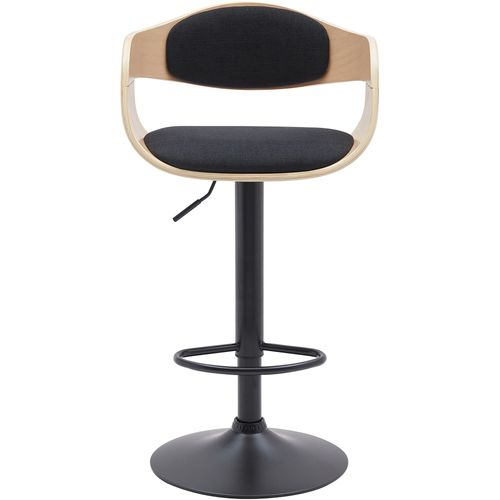 Tabouret De Bar X1 Design Scandinave En Tissu Noir Et Structure En Bois Clair Pieds Métal Noir 10_