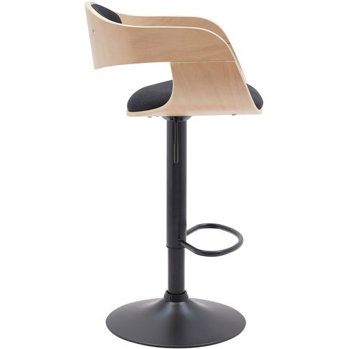 Tabouret De Bar X1 Design Scandinave En Tissu Noir Et Structure En Bois Clair Pieds Métal Noir 10_