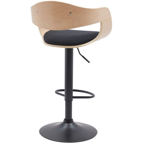 Tabouret De Bar X1 Design Scandinave En Tissu Noir Et Structure En Bois Clair Pieds Métal Noir 10_