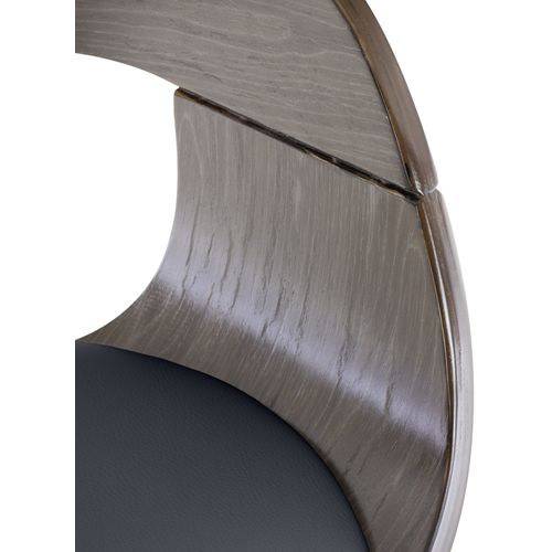 Tabouret De Bar X1 Design Scandinave En Pvc Noir Et Structure En Bois Couleur Gris 10_0005040