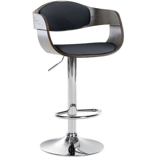 Tabouret De Bar X1 Design Scandinave En Pvc Noir Et Structure En Bois Couleur Gris 10_0005040