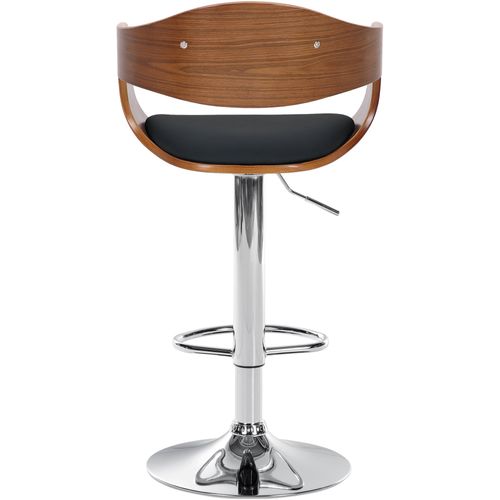 Tabouret De Bar X1 Design Scandinave En Pvc Noir Et Structure En Bois Noyer Pieds Métal Chromé 10_