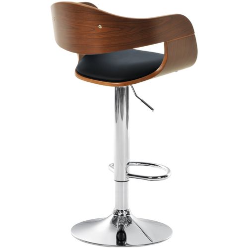 Tabouret De Bar X1 Design Scandinave En Pvc Noir Et Structure En Bois Noyer Pieds Métal Chromé 10_