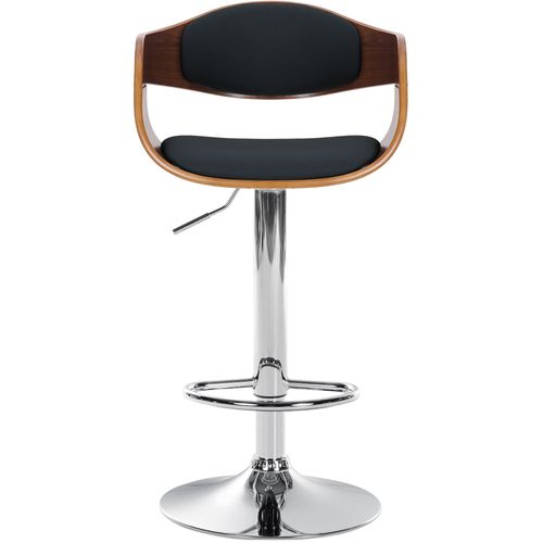 Tabouret De Bar X1 Design Scandinave En Pvc Noir Et Structure En Bois Noyer Pieds Métal Chromé 10_