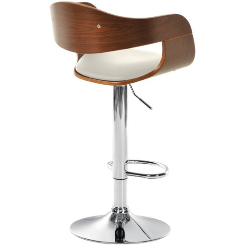 Tabouret De Bar X1 Design Scandinave En Pvc Blanc Et Structure En Bois Couleur Noyer 10_0005043