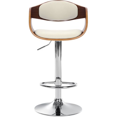 Tabouret De Bar X1 Design Scandinave En Pvc Blanc Et Structure En Bois Couleur Noyer 10_0005043