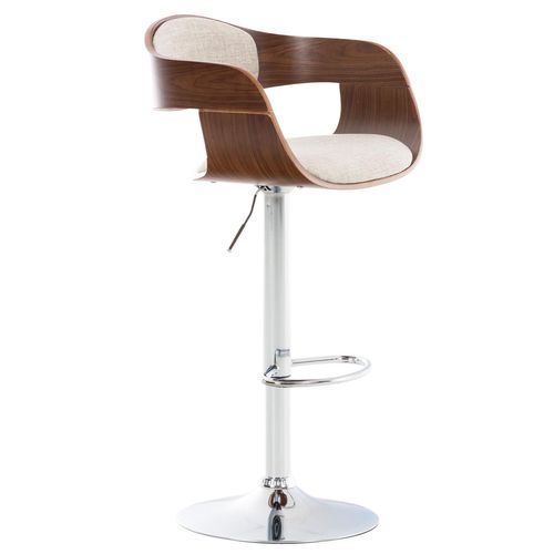 Tabouret De Bar X1 Design Scandinave En Tissu Crème Et Structure En Bois Couleur Noyer 10_0005046