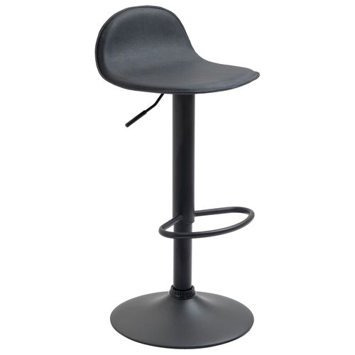 Tabouret De Bar X1 Avec Repose-pieds En Pvc Noir Pied Trompète En Métal Noir 10_0005071
