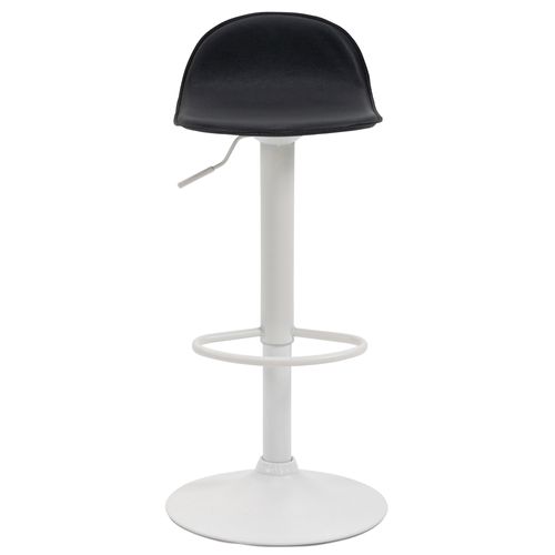 Tabouret De Bar X1 Avec Repose-pieds En Pvc Noir Pied Trompète En Métal Blanc 10_0005073