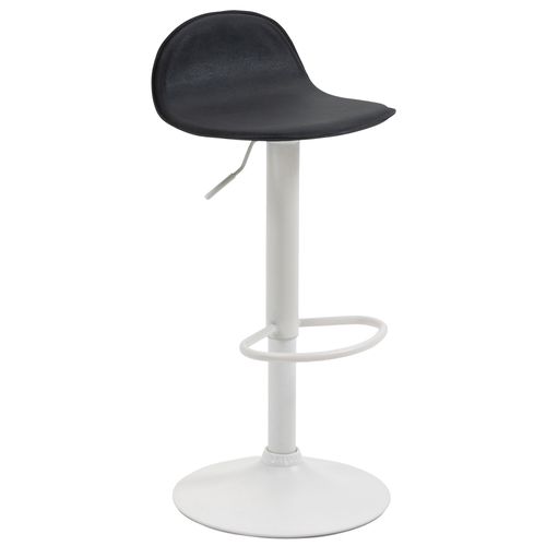 Tabouret De Bar X1 Avec Repose-pieds En Pvc Noir Pied Trompète En Métal Blanc 10_0005073