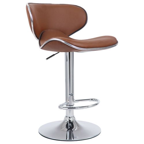 Tabouret De Bar X1 Pivotant Design Moderne En Pvc Marron Clair Support En Métal Chromé 10_0005075