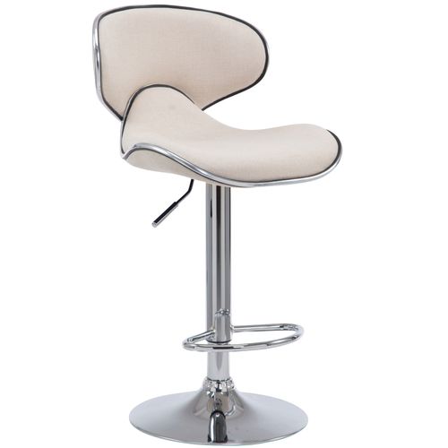 Tabouret De Bar X1 Pivotant Design Moderne En Tissu Crème Support En Métal Chromé 10_0005076
