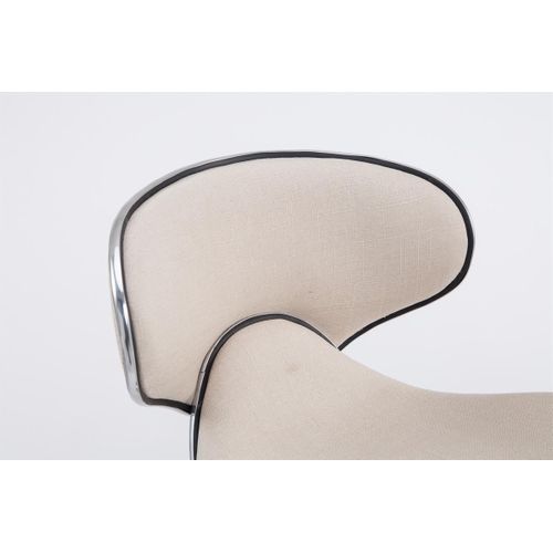 Tabouret De Bar X1 Pivotant Design Moderne En Tissu Crème Support En Métal Chromé 10_0005076