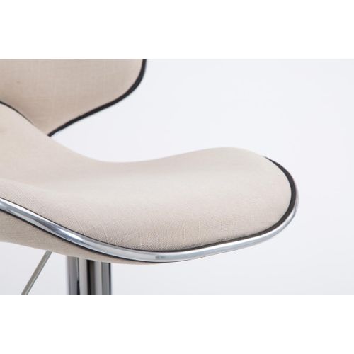 Tabouret De Bar X1 Pivotant Design Moderne En Tissu Crème Support En Métal Chromé 10_0005076