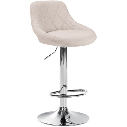 Tabouret De Bar Chaise Haute X 1 Avec Coutures Décoratives Assise En Tissu Crème Pieds Métal