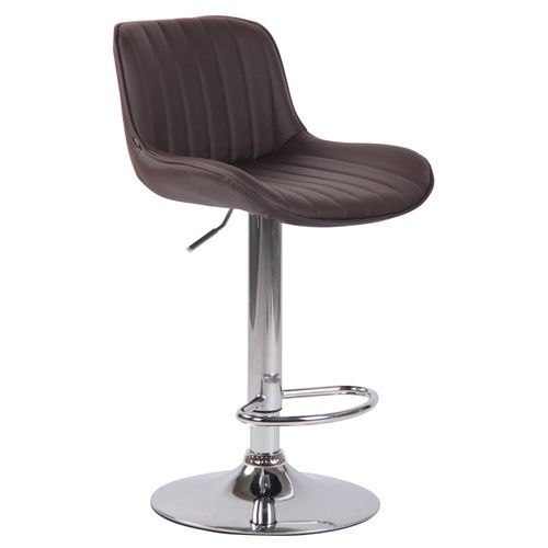 Tabouret De Bar Chaise Haute X1 En Pvc Marron Coutures Verticales Support En Métal Chromé 10_00050
