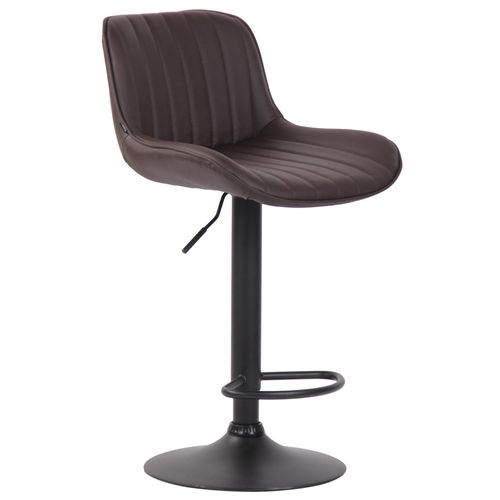 Tabouret De Bar Chaise Haute X1 En Pvc Marron Coutures Verticales Support En Métal Noir 10_0005098