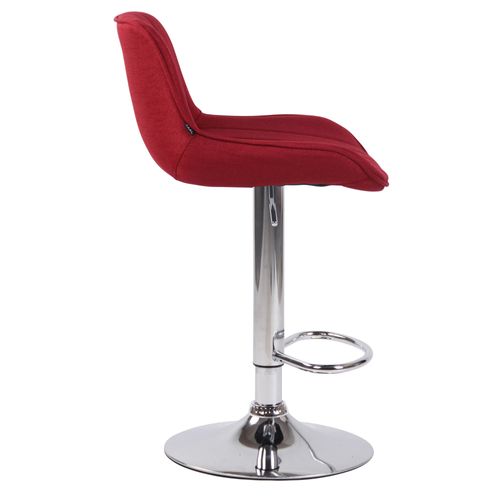 Tabouret De Bar Chaise Haute X1 En Tissu Rouge Coutures Verticales Support En Métal Chromé 10_0005