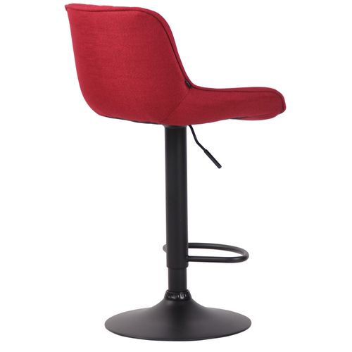 Tabouret De Bar Chaise Haute X1 En Tissu Rouge Coutures Verticales Support En Métal Noir 10_000511