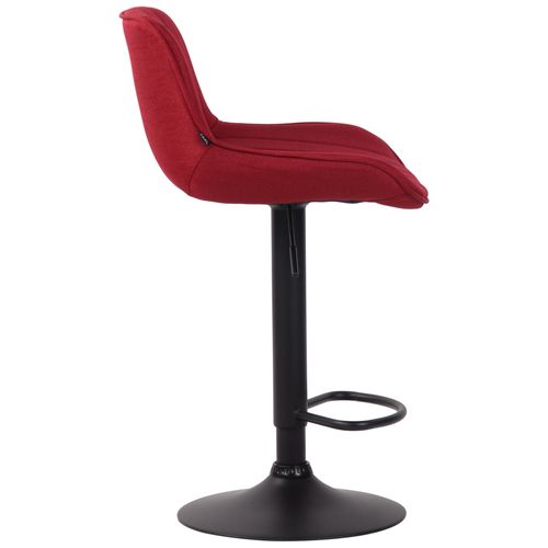 Tabouret De Bar Chaise Haute X1 En Tissu Rouge Coutures Verticales Support En Métal Noir 10_000511