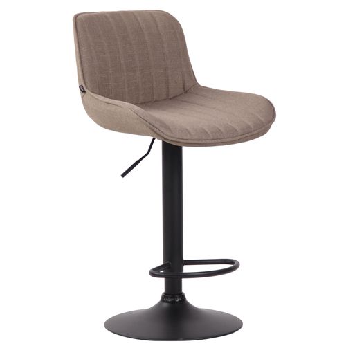 Tabouret De Bar Chaise Haute X1 En Tissu Taupe Coutures Verticales Support En Métal Noir 10_000511