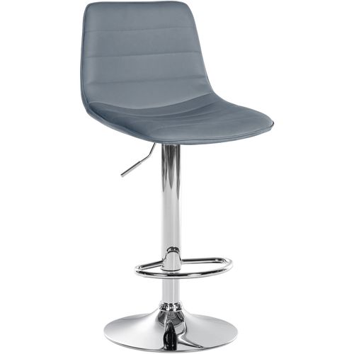 Tabouret De Bar Chaise Haute X1 Avec Repose-pieds Incurvé En Pvc Gris Structure Métallique Chromé