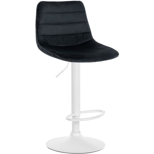 Tabouret De Bar Chaise Haute X1 Avec Repose-pieds Incurvé En Velours Noir Structure Métallique