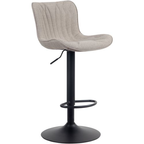 Tabouret De Bar Chaise Haute X1 Avec Coutures Décoratives En Tissu Taupe Pieds En Métal Noir 10_00